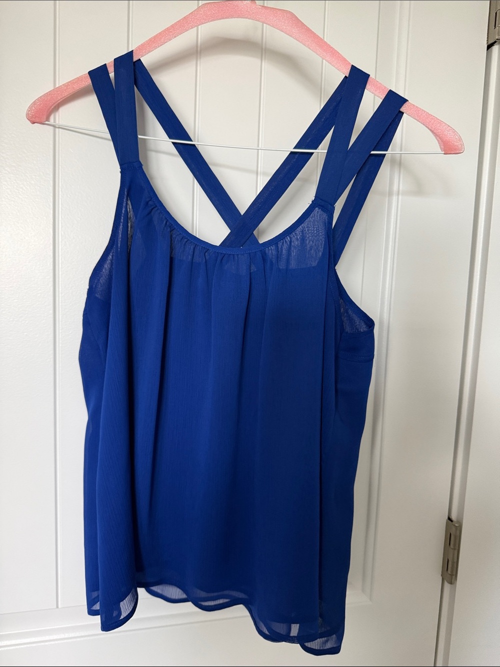 Express Royal Blue Double-Strap Chiffon Cami